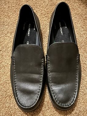 Rockport Black Leather Slip-On Loafers for Men